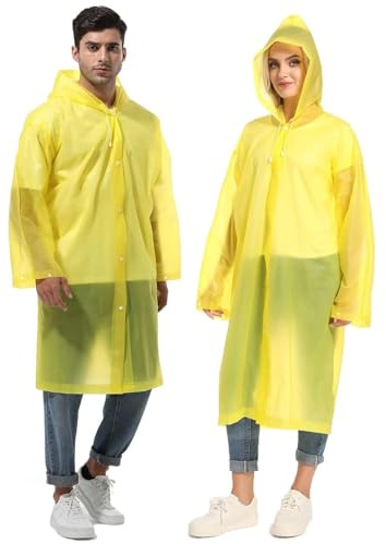 YingErTool Rain Poncho Raincoats, 2 Pcs EVA Reusable Rain Coat Jacket Emergency for Women Men with Hood and Drawstring