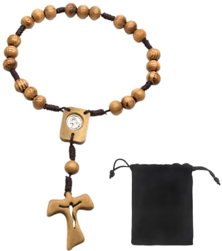 NOPKESV Rosenkranz handgemacht in Jerusalem, Geschenk, Taufe, Kommunion, Christliche Feiertage, Geburt, Geburtstag, Autoschutz, Haus