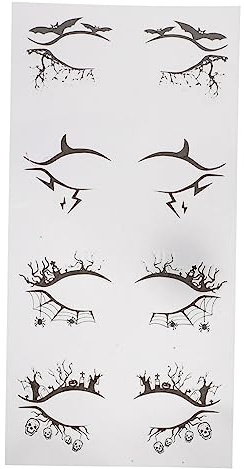 Ipetboom 4 Pares el Araña Murciélago Calcomanía para Delineador de Ojos de Halloween Cinta de Pegatinas Adhesivas para Maquillaje Calcomanías Faciales para Fiesta de Disfraces
