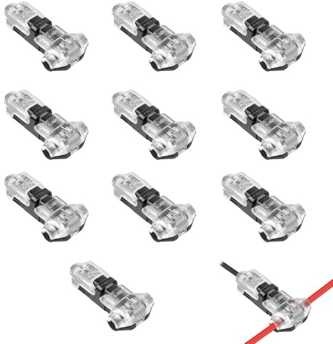 10Pcs T Tap Wire Connectors 12V, 1 Pin 1 Way Wire Splice Connectors, Low Voltage Electrical Wire Connectors, No Stripping Electrical Connector for 18-22 AWG, Quick Splice Connector for LED Audio Car