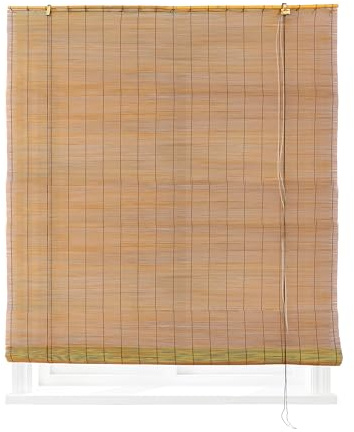 HERSIG - Estor Enrollable de Bambú Natural 150 x 200 cm - Persiana Enrollable Interior y Exterior - Estilo Natural para Ventanas - Privacidad y Fácil Instalación - Marron Claro (Medidas aproximadas)
