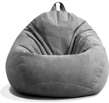 CEWROM Funda de puf en forma de gota para adultos, puf de interior 100x120cm solo funda (sin relleno), puf gigante gris XL para juegos para exteriores y decoración de sala de estar (gris oscuro)