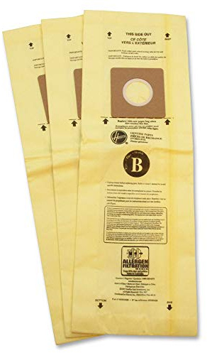 Hoover Vacuum Cleaner Bags for Upright Vacs, Pack of 3, Multicolor, Type B Allergen Filtration, Part # 4010103B, Hoover Vacuum Bags Refill