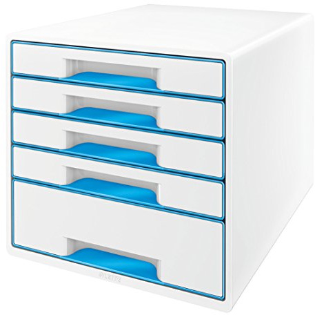 Leitz 52142036 A4 Wow Cube 5 Drawers Filling Unit - White/Blue