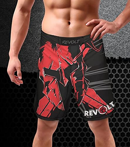 Revolt Athletics Fight Shorts Skull für MMA, Boxen, Grappling, Kickboxen, Muay Thai (L)