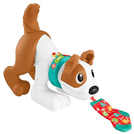 Fisher-Price HGY00 - Bello der Krabbel-Hund – deutsche Edition, elektronisches Krabbelspielzeug mit Musik und Lerninhalten, Babyspielzeug für Babys und Kleinkinder ab 6 Monaten