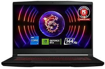 MSI Thin GF63 15.6 144Hz Gaming Laptop: 12th Gen Intel Core i7, NVIDIA GeForce RTX 4050, 16GB DDR4, 512GB NVMe SSD, Type-C, Cooler Boost 5, Win11 Home: Black 12VE-066US