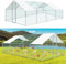Ikodm Hühnerstall Freilaufgehege XXL 3x8x2m mit Schloss, Tiergehege Verzinkter Stahl Hühnerhaus Freigehege Outdoor Geflügelstall, für Hühnerkäfig Kleintiere