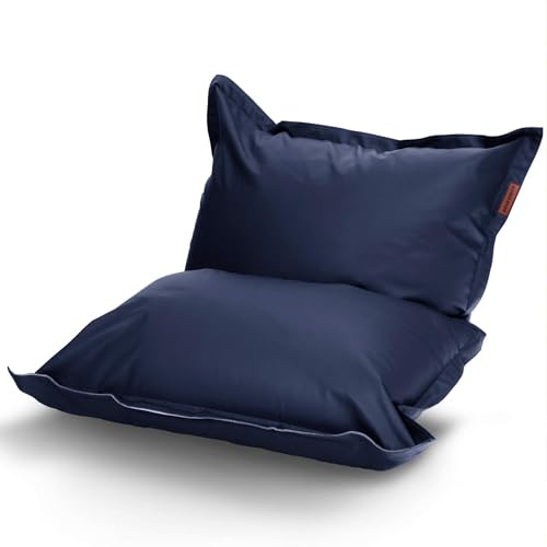 Green Bean© XXL Giant Bean Bag in finta pelle con materiale di riempimento (perle EPS) - 140 x 170 cm 380 litri - Bean Bag Cuscino da seduta Bean Pad Cuscino da pavimento Lounge Grigio scuro