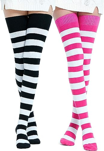 DRESHOW 2 Paia Donna Extra Lunghi Calzini da Ginocchio Coscia Alta Calze Stivali Sopra il Ginocchio