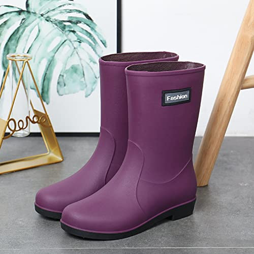 Gummistiefel Damen, Halbhoch wasserdichte Jungen Leicht Stiefel Gummistiefel rutschfeste Sommer Unisex Festival Boots Regenstiefel 39 Bunt Regenschuhe Watstiefel