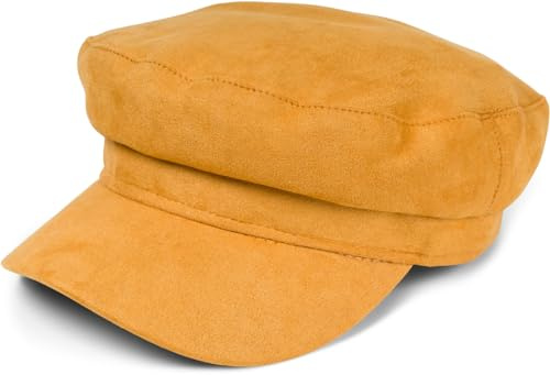 styleBREAKER Gorra Globo de Mujer con Aspecto de Ante Suave, Gorra de Visera, Gorra Bakerboy, Gorra Newsboy 04023091, Color:Curry
