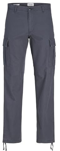 JACK & JONES Mens Cargo Combat Trouser Relaxed Fit Button Fastening Pants for Men UK, India Ink- 32W / 32L