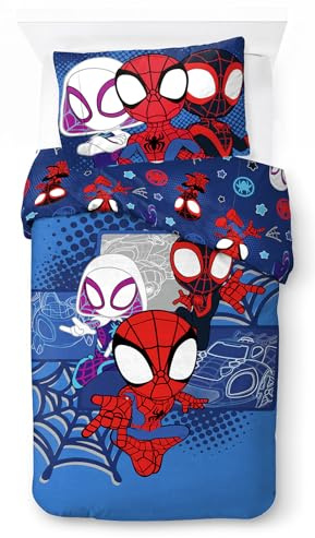 Jay Franco Marvel Spidey & His Amazing Friends Vroom 100% Cotton Single Duvet Cover Set - Includes 50 x 70 cm Pillowcase