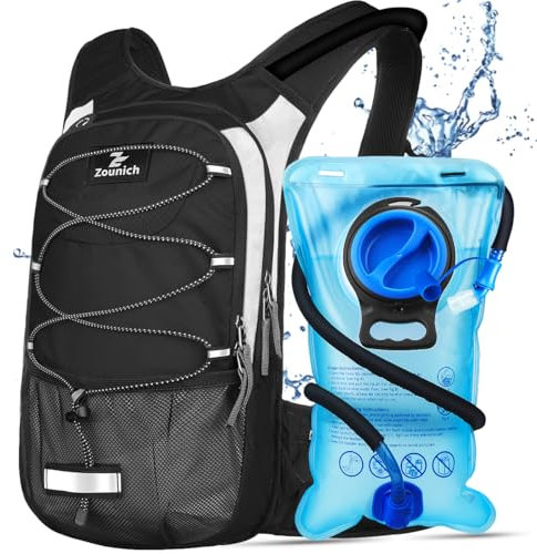 Zounich Trinkrucksack mit Thermofach, Laufrucksack mit 3L Trinkblase, Fahrradrucksack Wasserrucksack zum Wandern für Laufen, Radfahren, Camping, Skifahren, Outdoor-Aktivitäten