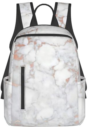 EdWal White Marble Rose Gold Print Computer Backpack College Stylish Casual Laptop Bag For Travel/Business/Women/Men
