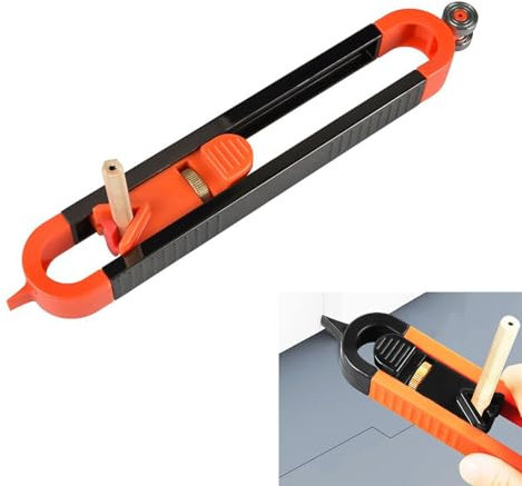 Replicatore di Contorno,Calibro Di Contorno Preciso,Duplicatore di Contorni,Calibro Contorno con Serratura,Per Tracciare Il Profilo Contorni Precise,Porta una matita,Regalo per Falegname (Arancia)