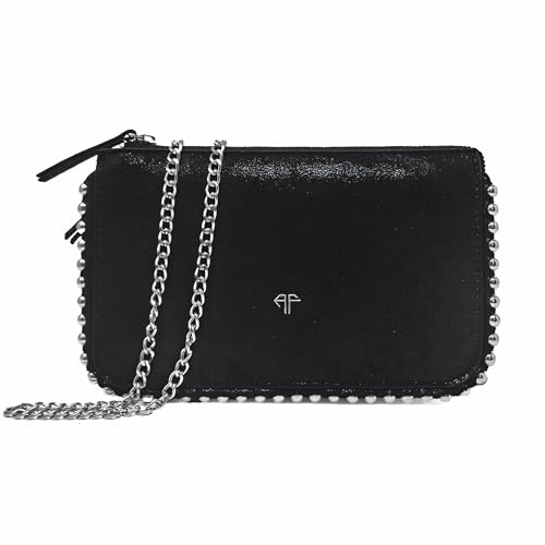 AFKOMST Bolso de mano pequeño y cartera con pulsera para mujer, bolso formal de noche con correa de cadena para el hombro, Black2., small