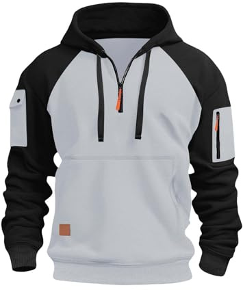 Mens Hoodies Half Zip Pullover Work Jumpers Military Tactical Sweatshirts Sport Hooded Sweatshirts Winter Jackets Long Sleeve Hoody Top Zipper Pockets Casual Fashion Gym Work Sports Coat
