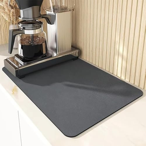 Ruikcoll Tappetino sgocciolatoio, per macchina da caffè, scolapiatti, scolapiatti, tappetino assorbente, per cani e gatti, (grigio, 40 x 50 cm)