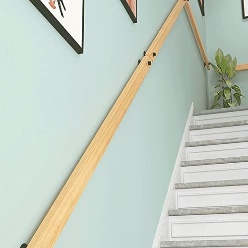 Corrimano per scale antiscivolo in legno massello per scale a soppalco per interni ringhiera in legno contro il muro 300 cm colore legno