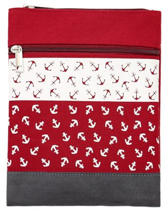Leoberg Crossbag Tasche in verschiedenen Farben und Designs - Schultertasche aus Baumwolle in 302174-Rot-15