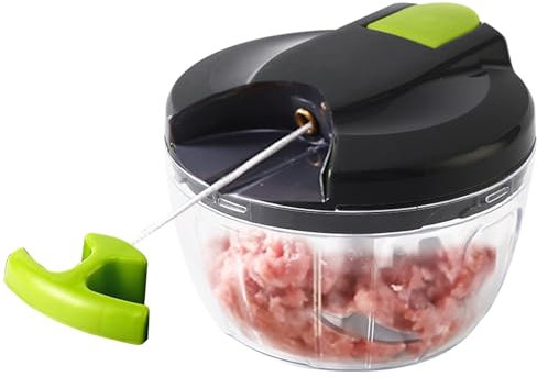 Trituratore Manuale, Trita Verdure Manuale con Tirante A Corda, La Base Antiscivolo e Il Della Lama In Acciaio Inossidabile Sono Per Condire e Cucinare La Preparazione (4.92x3.74 Pollici)