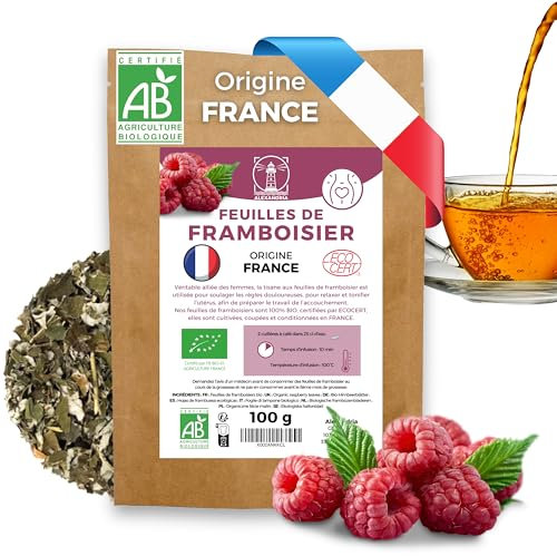 Tisane feuille de framboisier BIO 100g - Origine FRANCE - Infusion fin de grossesse, préparation à l'accouchement. Thé, infusions idéal pour femme enceinte, bien etre