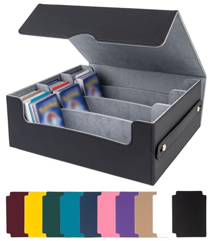 Magnetic Scatola di Carte da Collezione, Box Porta Mazzo per Carte MTG Capacità di 1800+ Carte, Compatibile con MTG/TCG/YGO, Scatole Portaoggetti con 5 Divisori (Nero)