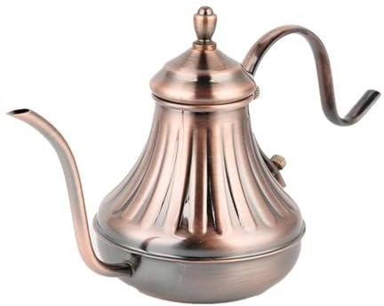 Cafetera de acero inoxidable de boca estrecha con diseño de vertido manual para un control de preparación constante y preciso (cobre viejo de 900 ml)