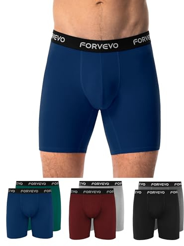 FORVEVO 6-pack boxershorts för män, långa ben byggull, ventilerande kalsonger för män, mjuka elastiska underkläder (storlek M-3XL), Multicolor 01, 4XL