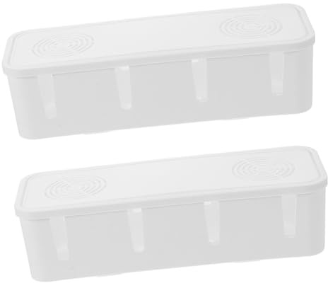 HEATSHAKING 2 Piezas Caja Organizadora de Cables Blanca Caja para Almacenamiento de Regletas y Gestión de Cables con Ventilación y Tapa Antipolvo Organizador para Escritorio y Hogar