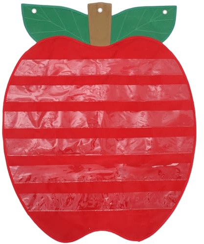 DOITOOL Tabella delle parole con tasche trasparenti: tabella tascabile a forma di mela per l'aula, per la scuola, l'ufficio, le strisce di frasi, le schede delle parole, il calendario, il