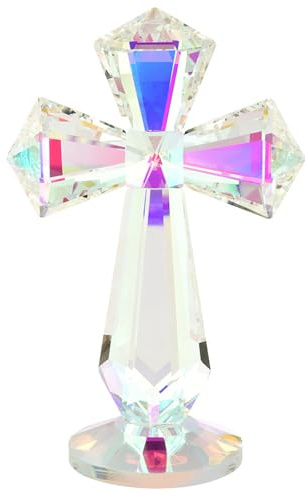 Hbbgdiy Croce di da 15, 2 cm, Trasparente K9, Statuetta Decorativa Religiosa per la scrivania di casa, Altare, Regali spirituali cristiani, Natale, Matrimonio, Battesimo, conferma, Simbolo di f