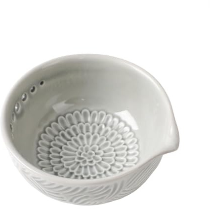 Ceramic Grater Bowl with Herb Stripper, 3 in 1 Handmade Ginger Grater Bowl, Garlic Grater Plate, Multi-Functional Kitchen Tools and Gadgets, for Garlic, Chocolate, Herbs, Etc