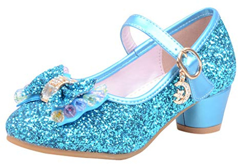 Bebé niña perla solo princesa zapatos sandalias zapatos luminosos niños, azul, 5.5 Years