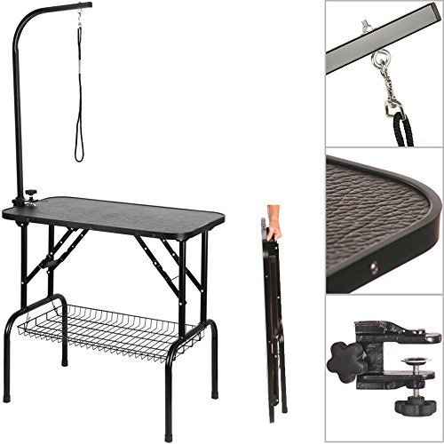 Beltom® Trimmtisch Schertisch Haustier Pflegetisch für Hunde Katze Grooming Table Adjustable Portable Foldable Dog Cat Feet Arm Noose 91x61x77 cm. - Plus