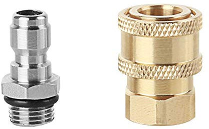 NUZAMAS Conectores de boquilla pulverizadora de alta presión, rosca M14, conector rápido de 1/4, piezas de conexión de tubo de manguera, conectores de botella de espuma de nieve