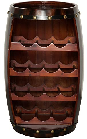 riess-ambiente.de Massives Weinregal Bodega 60cm Coffee braun Pinie Fass-Bartisch für 14 Flaschen