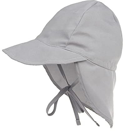 YAMEE Solhatt baby med nackskydd, flapperfiskarhatt barn UV-skydd, solhatt flicka strandhatt pojkar hatt solhatt vikbar, sommar barnhatt 3 månader – 5 år, GRÅ, 48/54 cm