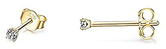 SNORSO Boucles d'oreilles Femme Argent Avec Zircone Cubique, Clous d'oreilles Cristaux de Swarovski Elements Ronds pour Femme Fille, Couleur Argent/Or jaune/Or Rose, Diamètre 3mm/ 4mm /5mm
