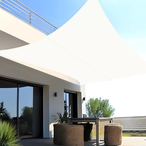 SUNNY GUARD Sun Shade Sail Rectangle 2.5x2.5m Waterproof UV Block for Garden Outdoor Patio - Cream