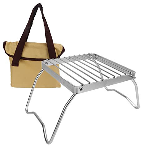 RAHYMA Folding Campfire Grill Rack Stainless Steel Camp Fire Cooking Racks with Legs and Carry Bag Portable Camping Grill Grate Collapsible Camping Stove for Backpacking Hiking Picnics Fishing/309