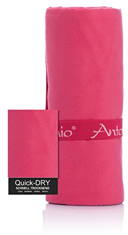 Antonio - Mikrofaser Strandtuch & Badetuch XXL 160 x 80 cm pink - Damen & Herren Strand-Handtuch & Bade-Handtuch schnelltrocknend leicht groß - Microfaser Towel Handtücher für Yoga, Sport, Unterwegs
