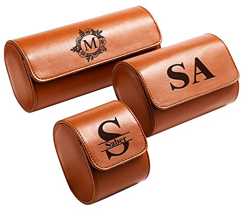 Personalized Watch Case for Men and Women, Customized PU Leather Travel Watch Case Roll Organizer For Dad, Engraved Name, Handcrafted Gift for Grandpa, Boy Friend, Watch Collector, Father's Day Gifts