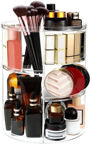 Gowkeey Make Up Kosmetik Organizer, Beauty, 7 Verstellbare Ebenen Große Kapazität Makeup Organizers, 360° Drehbar, Schmink Aufbewahrung Kosmetikbox für Dresser Badezimmer Schlafzimmer, Transparent