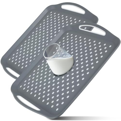 Gatphy - Bandeja antideslizante para servicio (2 unidades, 45 x 32 cm, bandeja de servicio, antideslizante, con asa, bandeja de servicio, rectangular, antideslizante, restaurante, salón, para café y