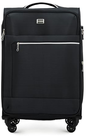 WITTCHEN Valigia da Cabina Trolley Bagaglio a Mano Valigia a rotelle Valigia piccola Trolley in poliestere Maniglia telescopica Quattro rotelle girevoli Chiusura a combinazione TSA MIRA Line nero