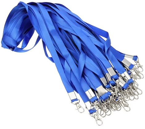 PATIKIL 48 cm Bulk Lanyard, 50 st Lärarband för ID-märken Personliga hållbara nyckelband med ID-kortsklämma, blå