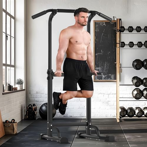 AuraCraft Power Tower,dip Station,chaise romaine,tractions dips,Tour de Musculation Barre de Traction Station de tractions dips abdominaux pour Entrainement Fitness à la Maison, Hauteur Réglable